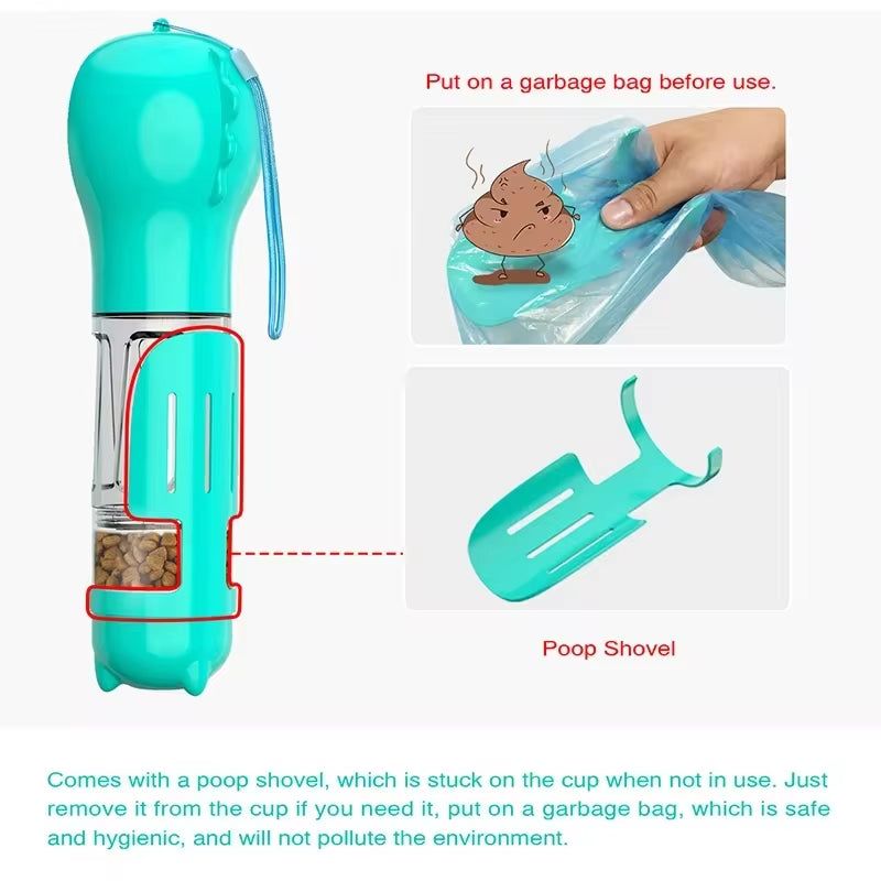 Botella de Agua Portátil 3 en 1 para Perros y Gatos