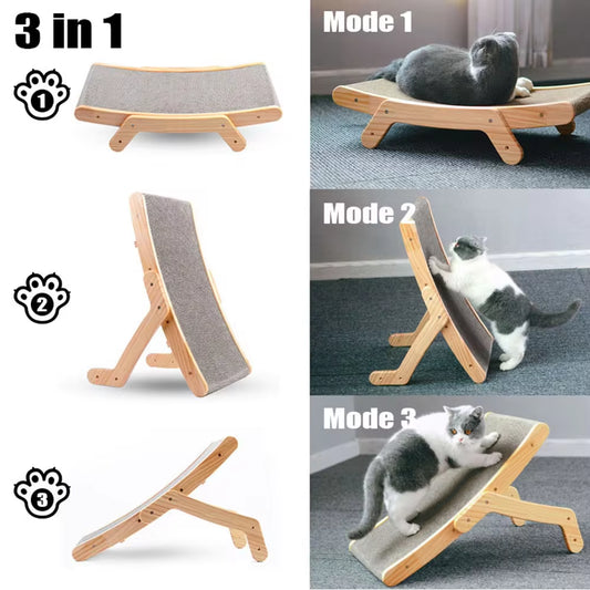 Rascador de Madera para Gatos 3 en 1