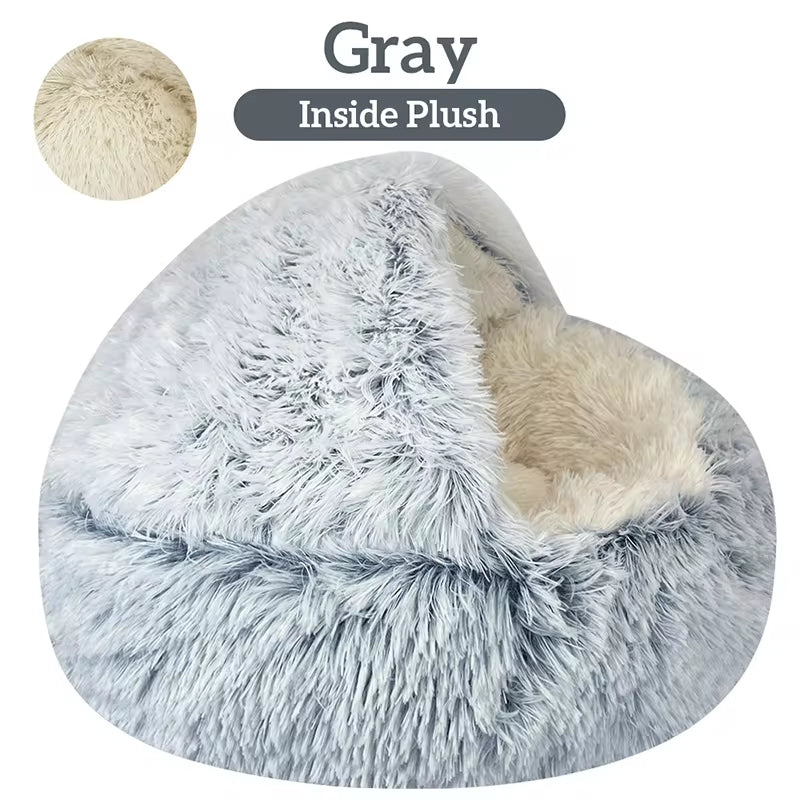 Cama de Felpa 2 en 1 para Gatos y Perros Pequeños – Suave, Cálida y Relajante