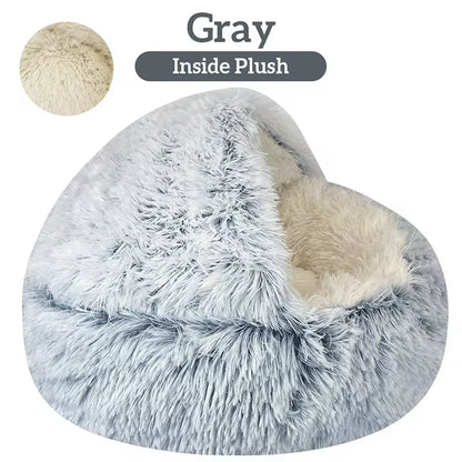 Cama de Felpa 2 en 1 para Gatos y Perros Pequeños – Suave, Cálida y Relajante