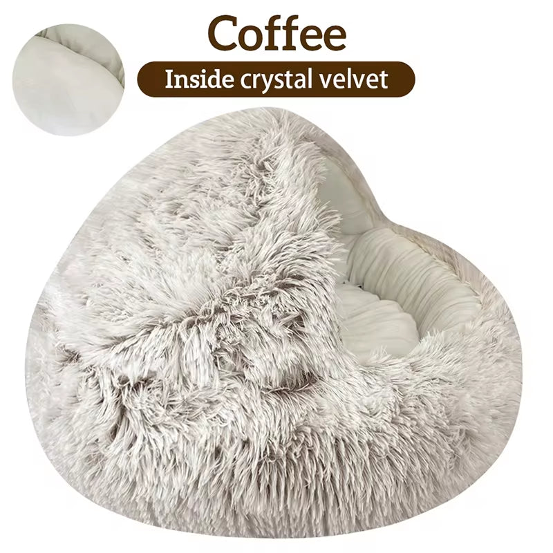 Cama de Felpa 2 en 1 para Gatos y Perros Pequeños – Suave, Cálida y Relajante