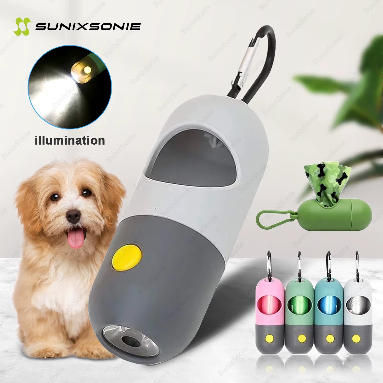 Dispensador de Bolsas con Luz LED para Mascotas