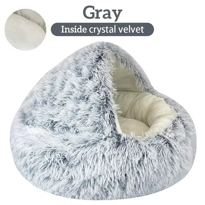 Cama de Felpa 2 en 1 para Gatos y Perros Pequeños – Suave, Cálida y Relajante