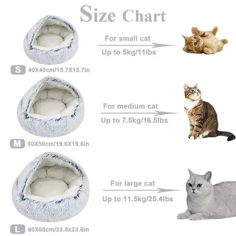 Cama de Felpa 2 en 1 para Gatos y Perros Pequeños – Suave, Cálida y Relajante