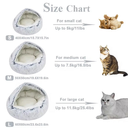 Cama de Felpa 2 en 1 para Gatos y Perros Pequeños – Suave, Cálida y Relajante
