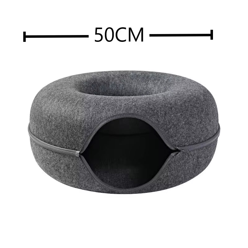 Túnel Interactivo para Gatos en Forma de Donut – Juguete y Cama 2 en 1 para Mascotas