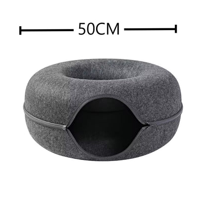 Túnel Interactivo para Gatos en Forma de Donut – Juguete y Cama 2 en 1 para Mascotas