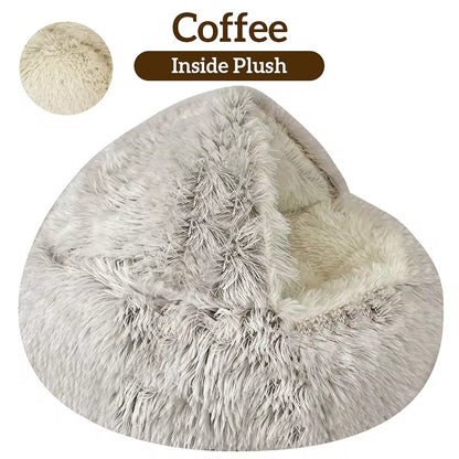 Cama de Felpa 2 en 1 para Gatos y Perros Pequeños – Suave, Cálida y Relajante